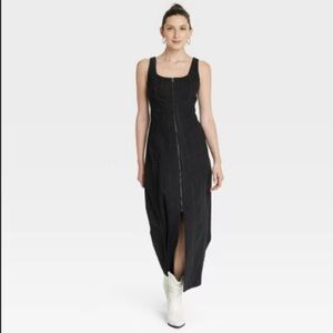 Women's Denim Tailored Corset Midi Dress - Universal Thread™ Black 0